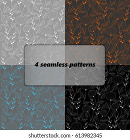 Floral seamless patterns set. 