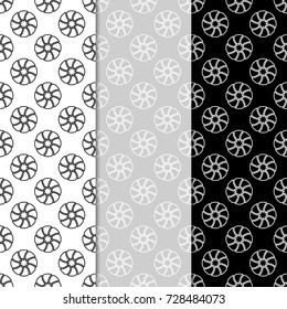 Floral seamless patterns. Set of black and white vertical backgrounds for fabrics and wallpapers