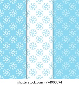 Floral seamless patterns. Set of blue and white vertical backgrounds for fabrics and wallpapers