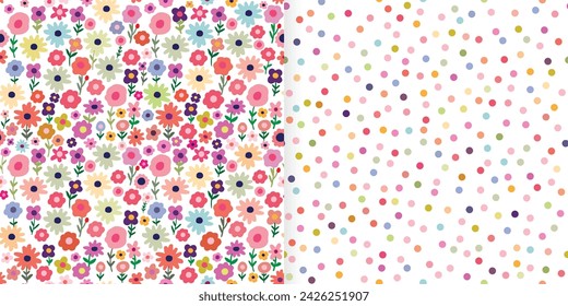 Floral seamless patterns set different wallpapers, backgrounds, decorative spring and summer design