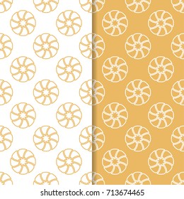 Floral seamless patterns. Set of orange vertical backgrounds for fabrics and wallpapers