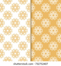 Floral seamless patterns. Set of orange vertical wallpaper backgrounds