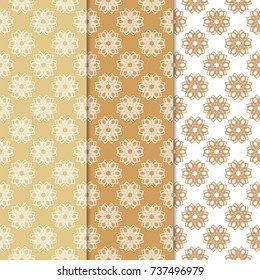 Floral seamless patterns. Set of orange vertical backgrounds for fabrics and wallpapers