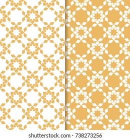 Floral seamless patterns. Set of orange vertical backgrounds for fabrics and wallpapers