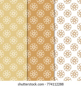 Floral seamless patterns. Set of orange vertical backgrounds for fabrics and wallpapers