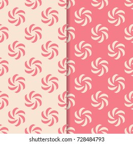 Floral seamless patterns. Set of salmon pink vertical backgrounds for fabrics and wallpapers