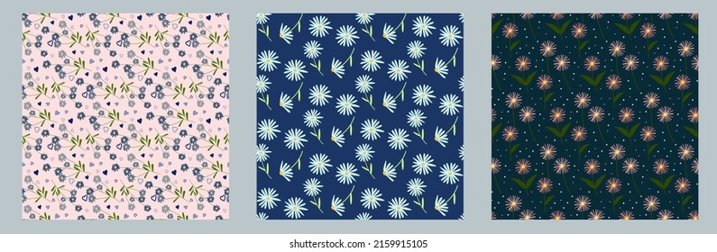 Se han establecido patrones florales sin costura. Diseño de vectores para papel, cubierta, tela, interior
