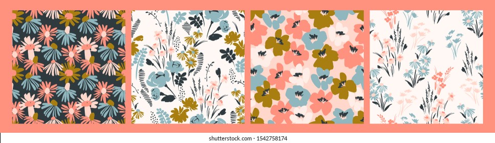 Floral seamless patterns. Vector design for paper, cover, fabric, interior decor and other users