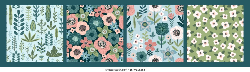 Floral seamless patterns. Vector design for paper, cover, fabric, interior decor and other users