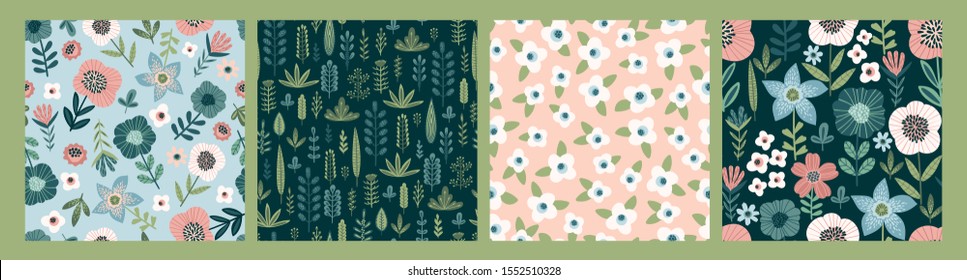 Floral seamless patterns. Vector design for paper, cover, fabric, interior decor and other users