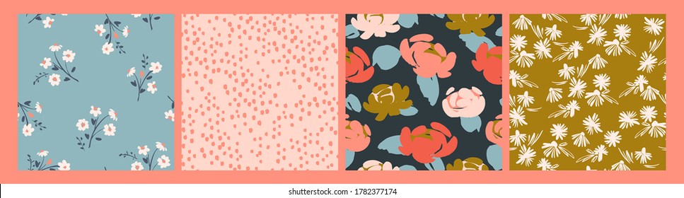 Floral seamless patterns. Vector design for paper, cover, fabric, interior decor and other users