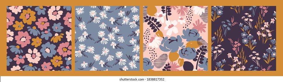 Floral seamless patterns. Vector design for paper, cover, fabric, interior decor and other users