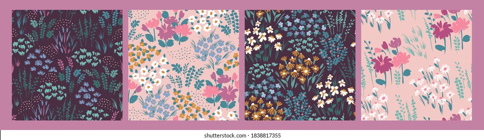 Floral seamless patterns. Vector design for paper, cover, fabric, interior decor and other users