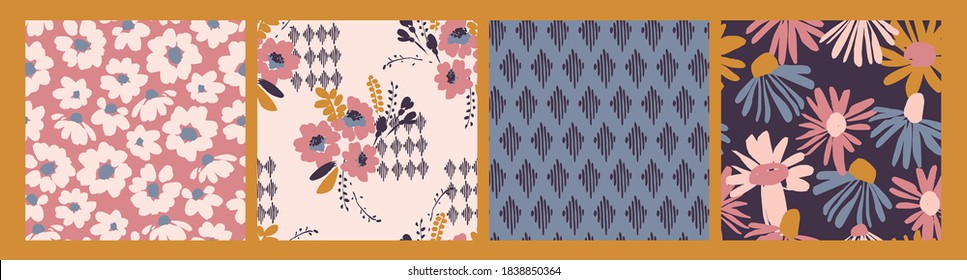 Floral seamless patterns. Vector design for paper, cover, fabric, interior decor and other users