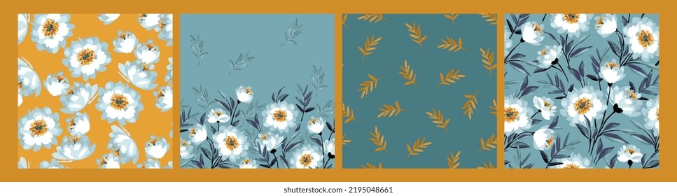 Floral seamless patterns. Vector design for paper, cover, fabric, interior decor and other use