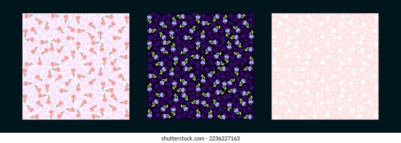 Patrones florales sin fisuras. Diseño de vectores para papel, cubierta, tela, decoración interior y otros usuarios