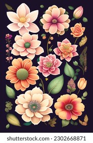 Floral seamless patterns. Vector design for paper, cover, fabric, interior decor and other users. Eps 8 Vector