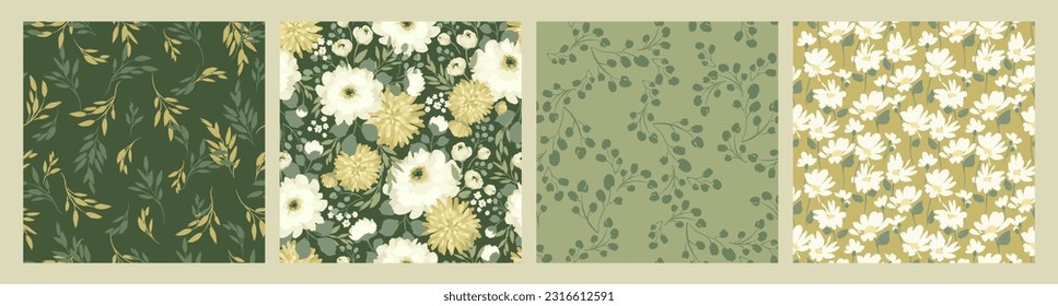 Floral seamless patterns. Vector design for paper, cover, fabric, interior decor and other use