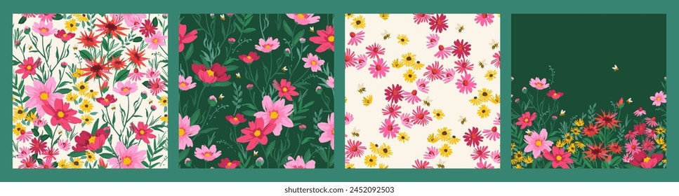 Floral seamless patterns. Vector design for paper, cover, fabric, interior decor and other use