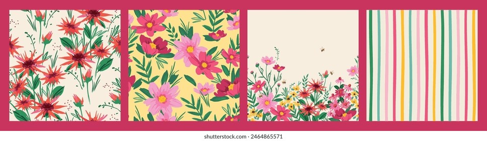 Floral seamless patterns. Vector design for paper, cover, fabric, interior decor and other use