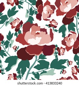 Floral seamless pattern.Vector seamless textile texture.Colorful textile print.