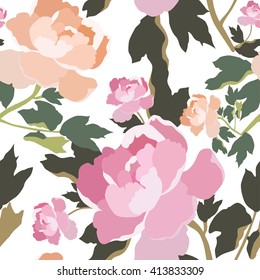 Floral seamless pattern.Vector seamless textile texture.Colorful textile print.