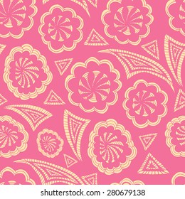 Floral seamless pink texture. Seamless vector pattern.