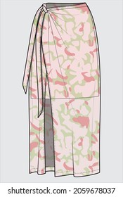 FLORAL SEAMLESS PRINT LONG SKIRT WITH WRAP AROUND DETAIL