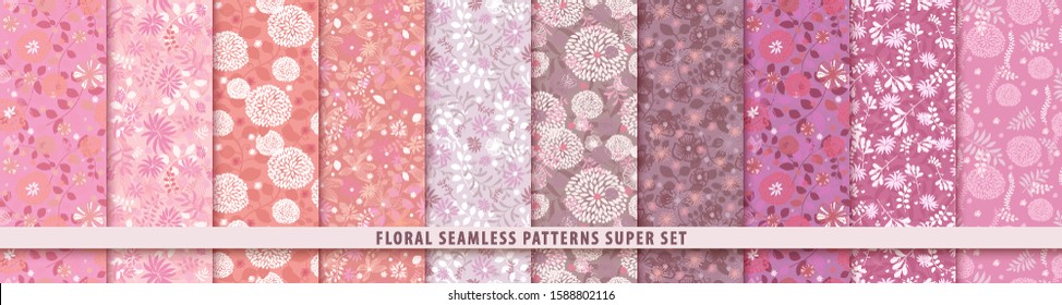 floral seamless red pattern set flowers and leaves color vector background summer and spring print color happy colour makeup love pink plant classic vegetation summer textile nature flower nails star