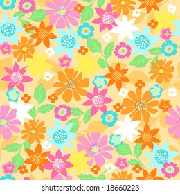 Floral Seamless Repeat Pattern Vector Illustration