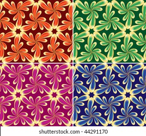 Floral seamless set(vector, CMYK)