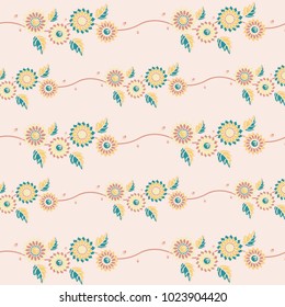 Floral Seamless Sunflower Spring Pattern