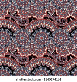 Floral seamless textile pattern in asian batik style