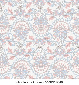 Floral seamless textile pattern in asian batik style