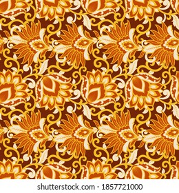 Floral seamless textile pattern in asian batik style