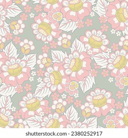 nahtlose, florale Textilmuster im asiatischen Batik-Stil