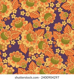 Floral seamless textile pattern in asian batik style