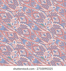 Floral seamless textile pattern in asian batik style