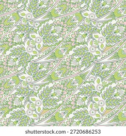 Patrón textil sin costuras floral en estilo batik asiático
