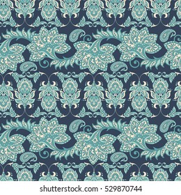 Floral seamless textile pattern in asian batik style