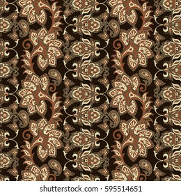 Floral seamless textile pattern in asian batik style