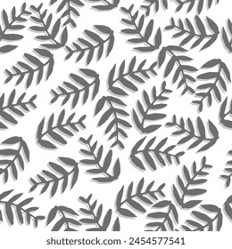 Floral Seamless Texture With 3d Leaves.Seamless pattern of a leaf design.gray leaves with light gray shadow and brown background. simple geometrical leaves background.