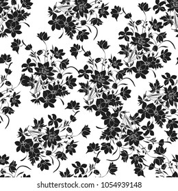 Floral seamless texture with flowers. Vector illustration.