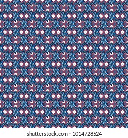 Floral seamless texture. Vector illustration. Beautiful bright abstract decorative blue, black and purple flowers. Elements to create design patterns, ornament, backgrounds, wallpaper, textiles.