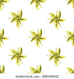 Floral seamless tropical pattern with bright green plants and leaves on white background. Jungle leaf seamless vector pattern background. Seamless exotic pattern with tropical plants. Summer design