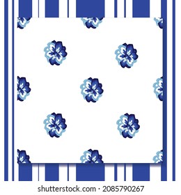Floral seamless tropical pattern with bright blue jasmine flowers on white background. Jungle seamless vector floral pattern background. Floral background. Exotic tropics. Summer design. print decor
