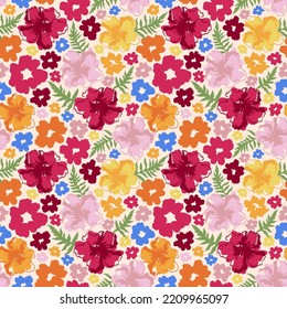 Floral seamless vector background. Endless pattern with beautiful vivid summer meadow flowers. Botanical texture for print, packing, fabric, textile.