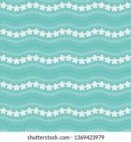 Floral seamless vector background with flowers and leaves. Spring seasonal textile pattern