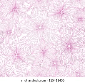 floral seamless vector background from lilac and pink flowers