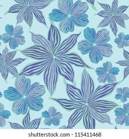 floral seamless vector background from lilac and blue flowers